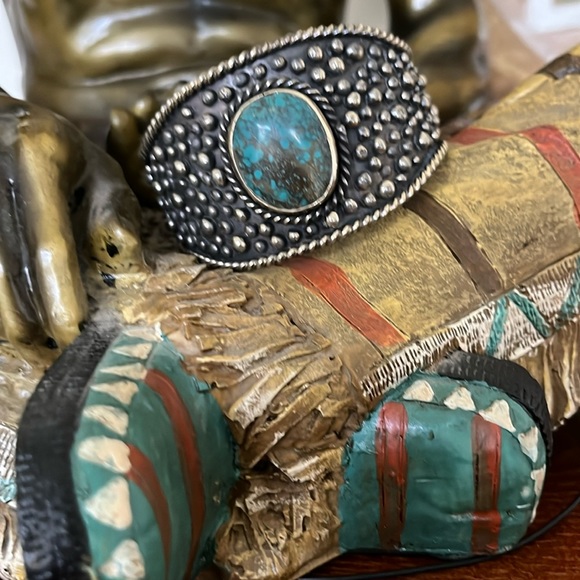 Paige Wallace Turquoise German Silver Cuff - Picture 2 of 10